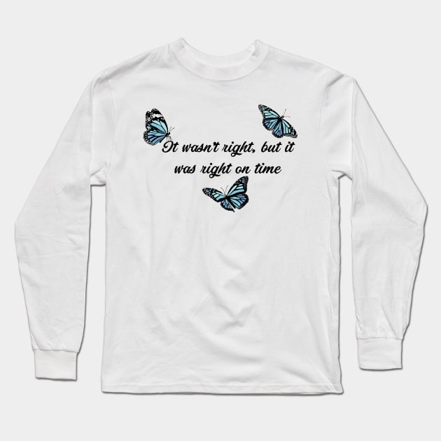Right On Time Blue Butterflies Long Sleeve T-Shirt by CMORRISON12345